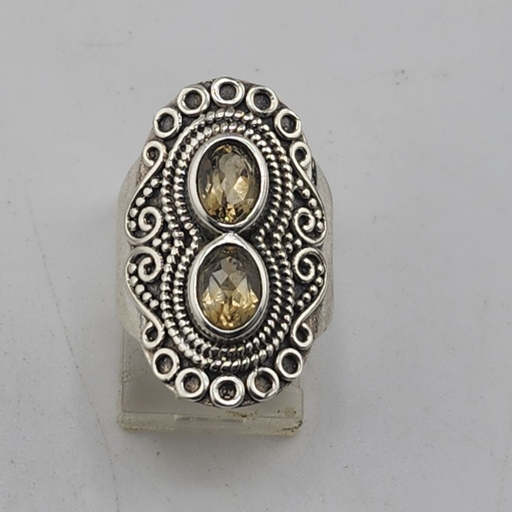 Sterling Silver 925 Citrine Ring Size 6.25